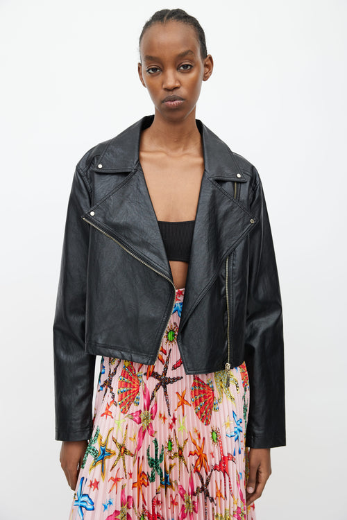 Versace Black Faux Leather Moto Jacket