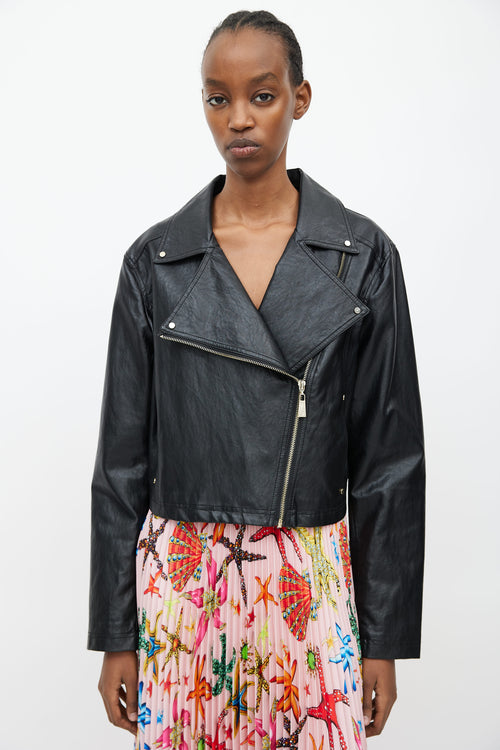 Versace Black Faux Leather Moto Jacket