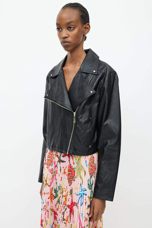 Versace Black Faux Leather Moto Jacket