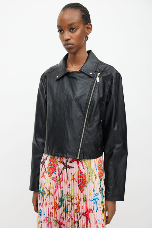 Versace Black Faux Leather Moto Jacket