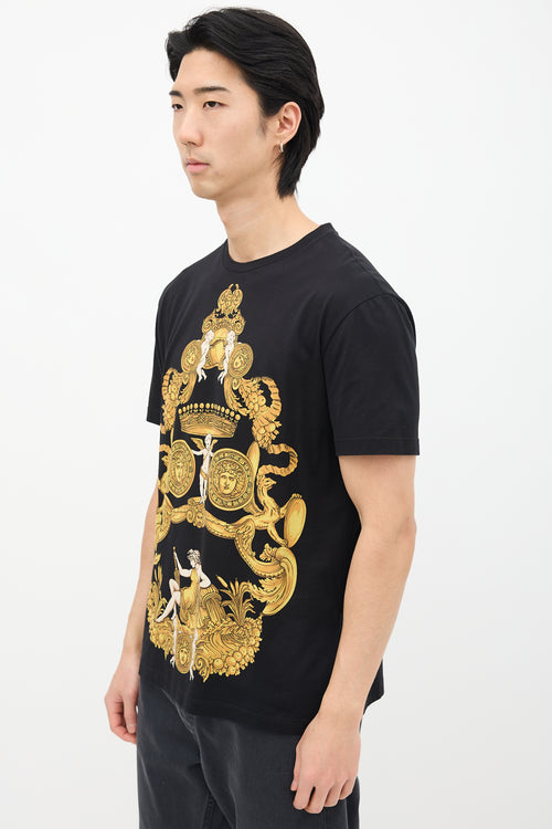 Versace Black 
Gold Baroque Graphic T-Shirt