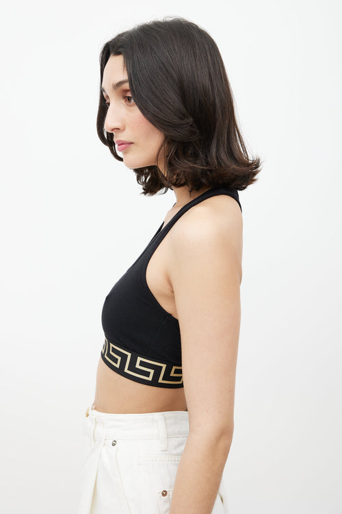 Versace Black 
Gold Logo Cropped Top