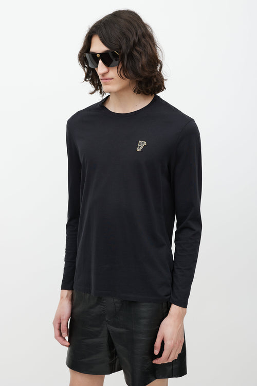 Versace Black 
Gold Logo Top