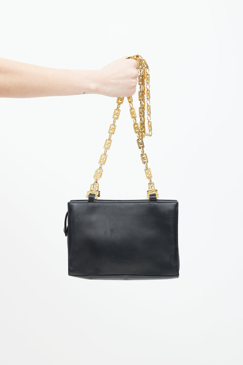 Versace Black 
Gold Medusa Coin Leather Bag