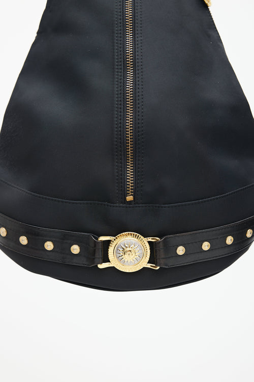 Versace Black 
Gold Nylon Logo Backpack