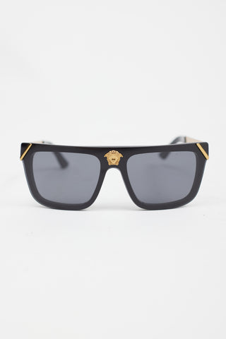 Versace Black 
Gold V1573 Rectangular Sunglasses