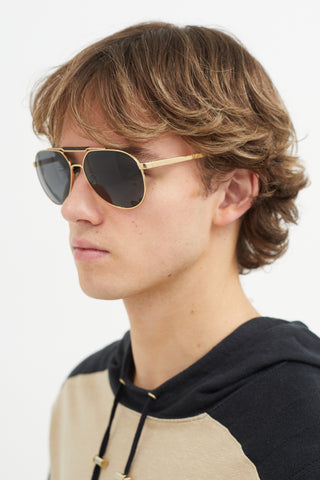 Versace Black 
Gold VE 2155 Aviator Sunglasses