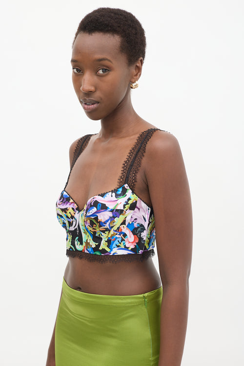 Versace Black 
Multi Barocco Print Bustier Top