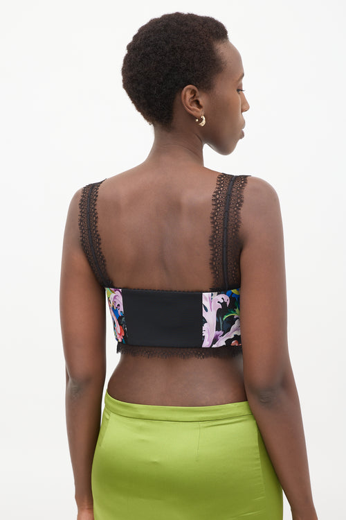 Versace Black 
Multi Barocco Print Bustier Top