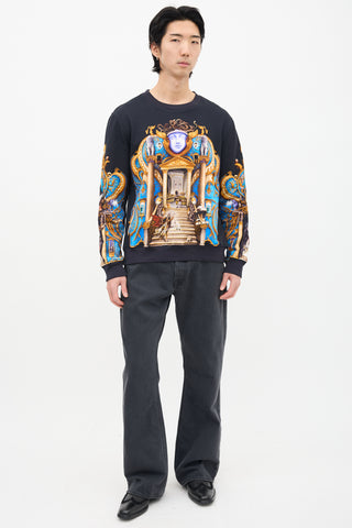 Versace Black 
Multi Baroque Graphic Crewneck