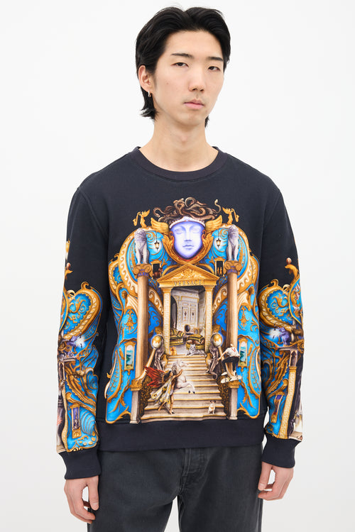 Versace Black 
Multi Baroque Graphic Crewneck