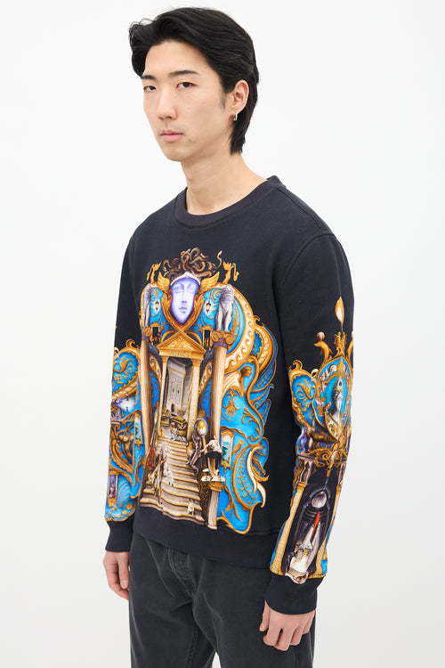 Versace Black 
Multi Baroque Graphic Crewneck