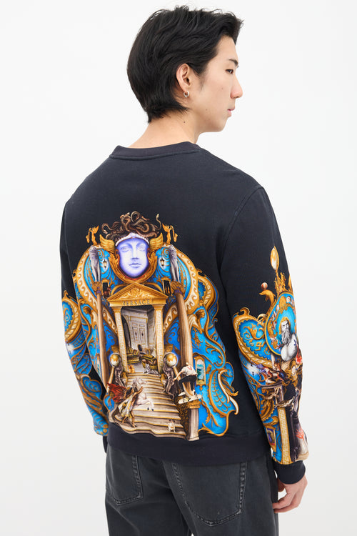 Versace Black 
Multi Baroque Graphic Crewneck