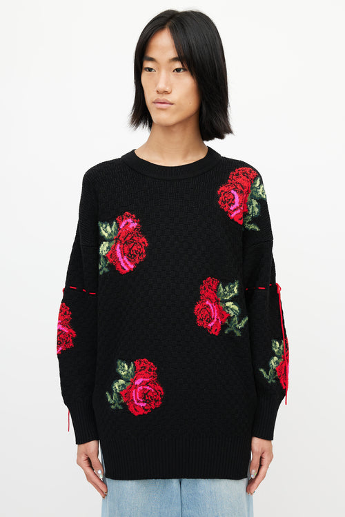 Versace Black 
Multicolour Knit Rose Sweater