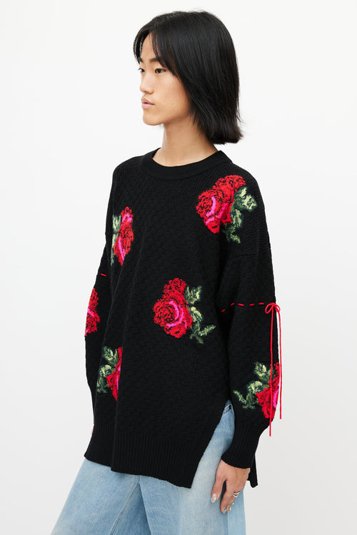 Versace Black 
Multicolour Knit Rose Sweater