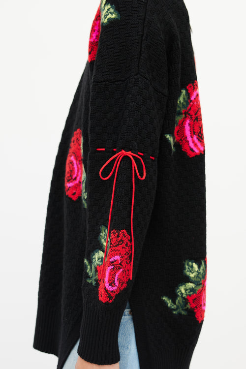 Versace Black 
Multicolour Knit Rose Sweater