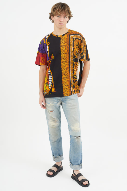 Versace Black 
Multicolour Print T-Shirt