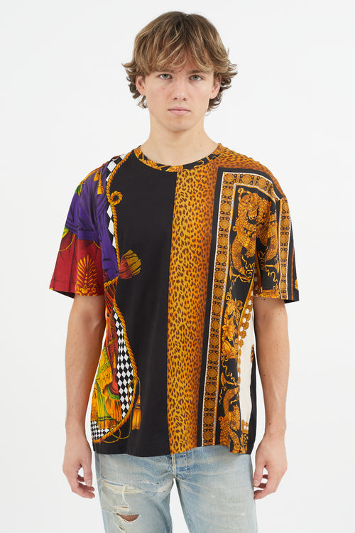 Versace Black 
Multicolour Print T-Shirt