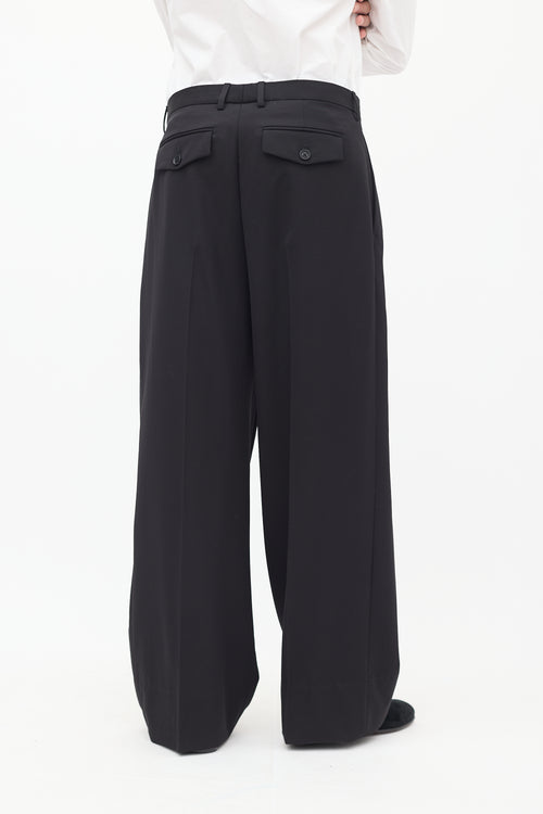 Versace Black Pleated Wide Trouser