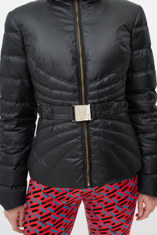 Versace Black Quilted Down Puffer