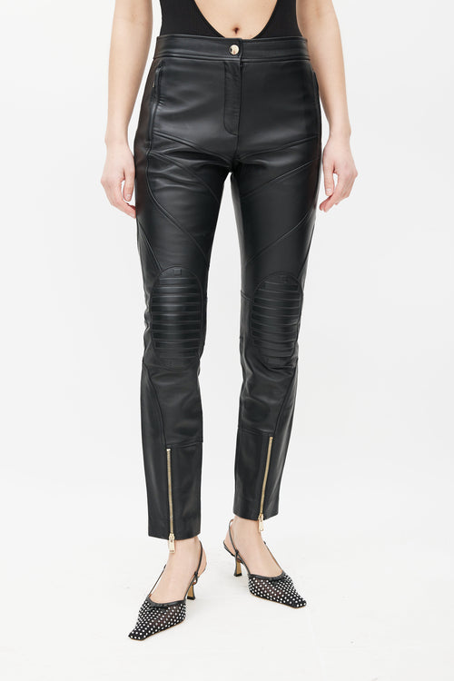 Versace Black Quilted Leather Pant