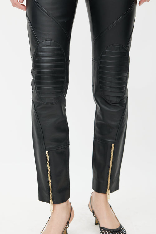 Versace Black Quilted Leather Pant