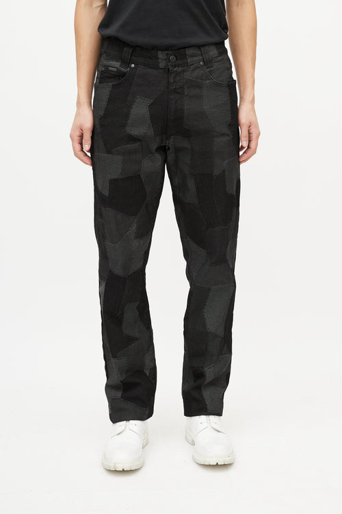 Versace Black 
Grey Patchwork Slim Jean