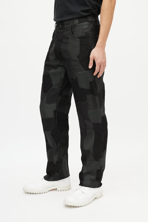 Versace Black 
Grey Patchwork Slim Jean