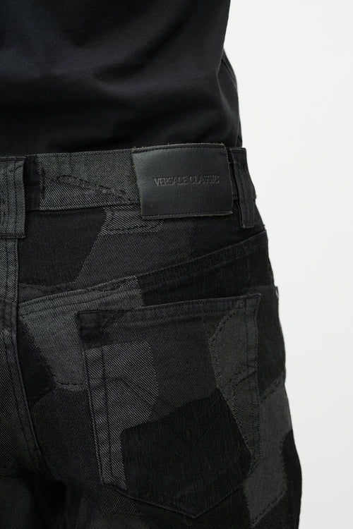 Versace Black 
Grey Patchwork Slim Jean