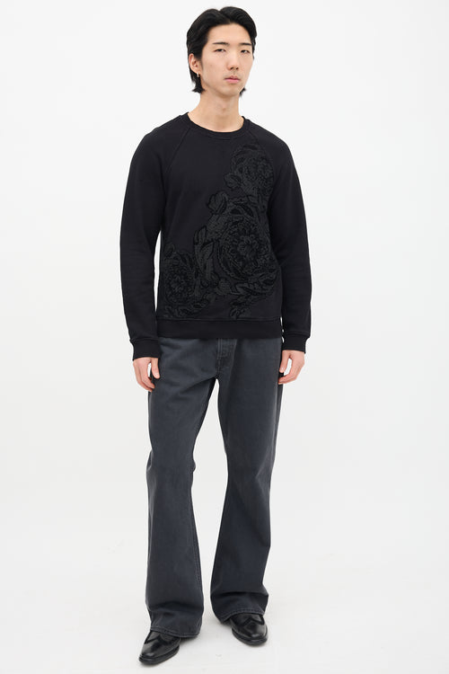 Versace Black Velvet Paisley Crewneck