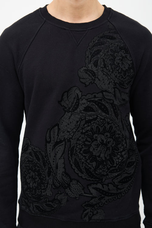 Versace Black Velvet Paisley Crewneck