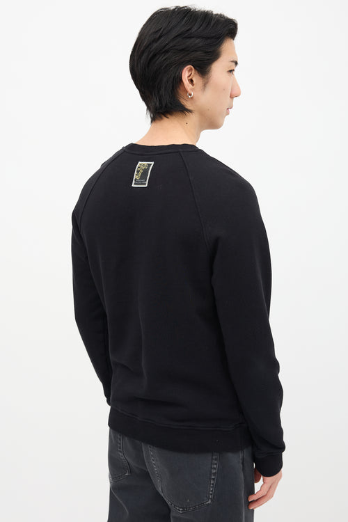 Versace Black Velvet Paisley Crewneck