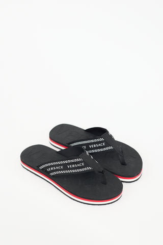 Versace Black 
White Logo Sandal