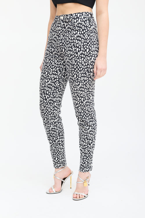 Versace Black 
White Printed Skinny Jeans