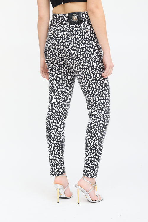 Versace Black 
White Printed Skinny Jeans