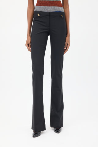 Versace Black Zip Flared Trouser