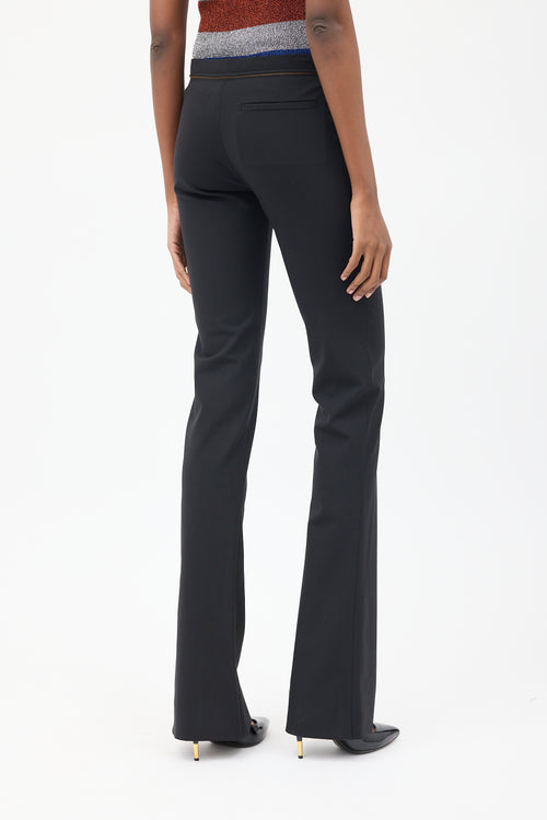 Versace Black Zip Flared Trouser