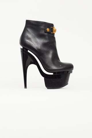 Versace Black 
Gold Triple Platform Boot