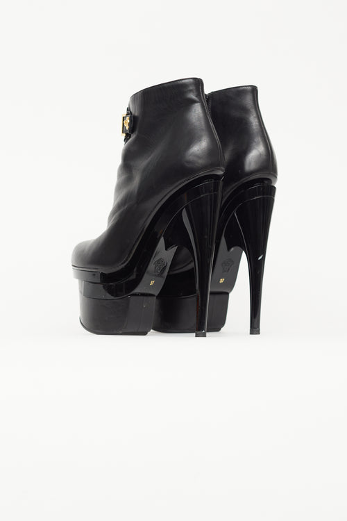 Versace Black 
Gold Triple Platform Boot