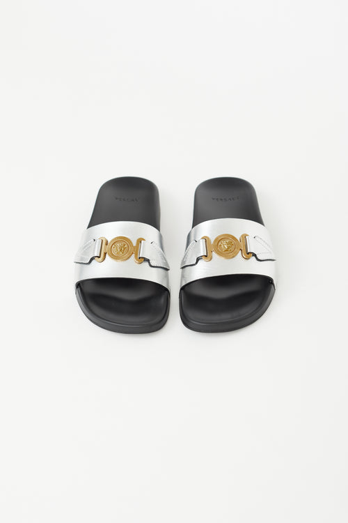 Versace Black 
Silver Pool Slide