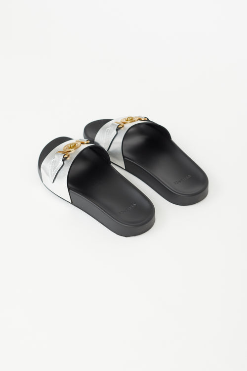 Versace Black 
Silver Pool Slide