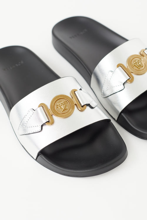 Versace Black 
Silver Pool Slide