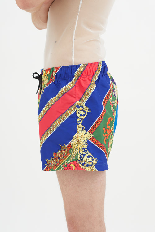 Versace Blue 
Multicolour Baroque Swim Short