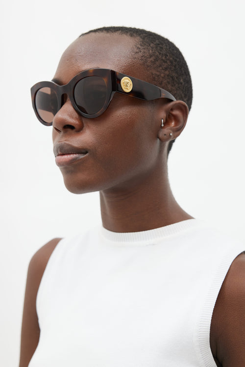 Versace Brown Oversized 4353 Round Sunglasses