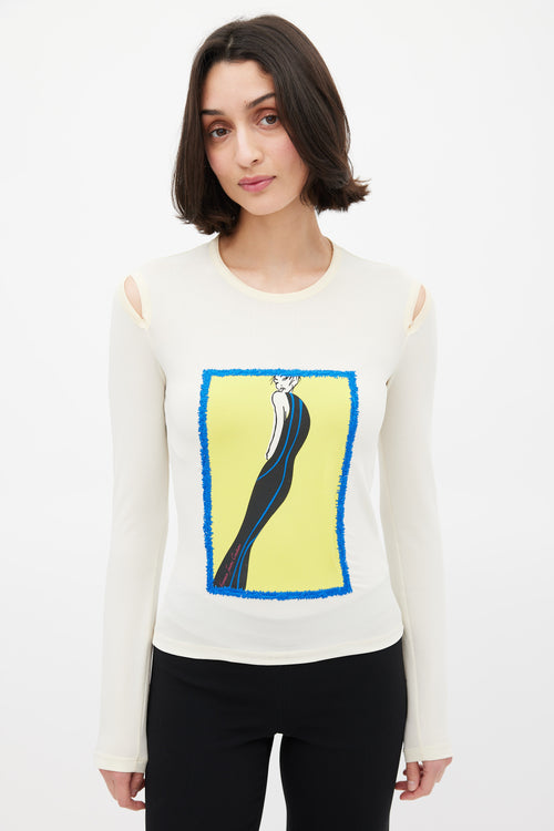 Versace Cream 
Multicolour Illustration Graphic Top