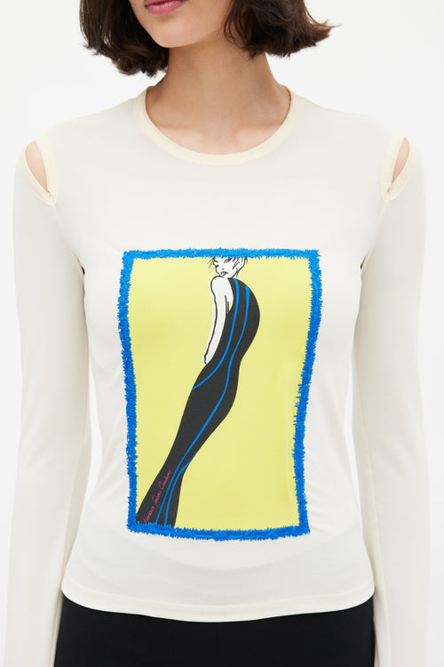 Versace Cream 
Multicolour Illustration Graphic Top