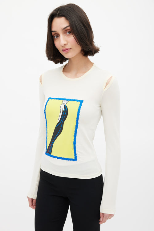 Versace Cream 
Multicolour Illustration Graphic Top