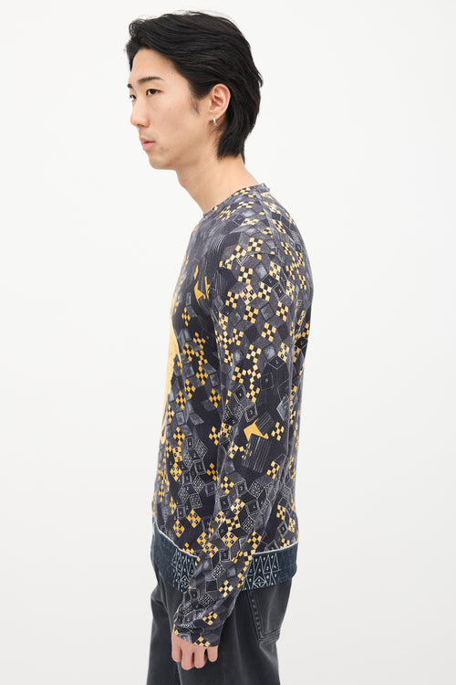 Versace Dark Grey 
Gold Geometric Medusa Sweater