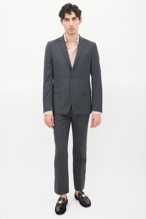 Versace Dark Grey Wool Three Pocket Suit