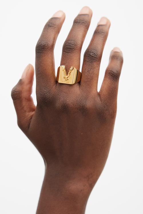 Versace Gold Barocco V Ring